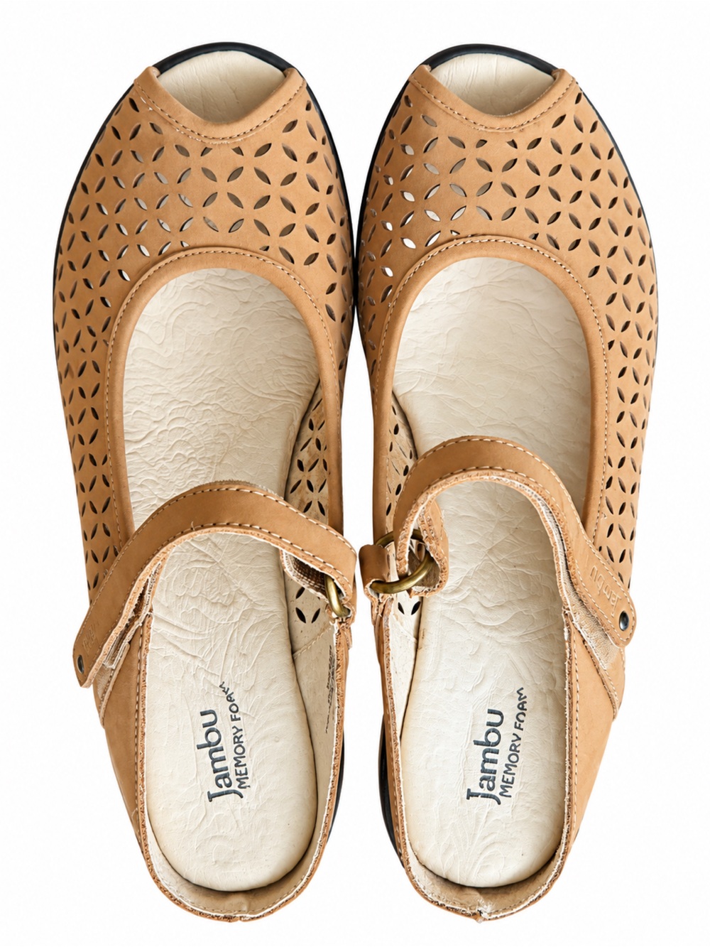 Jambu Journey Encore Leather Wedge Sandals Tan Mary Jane Size 10M